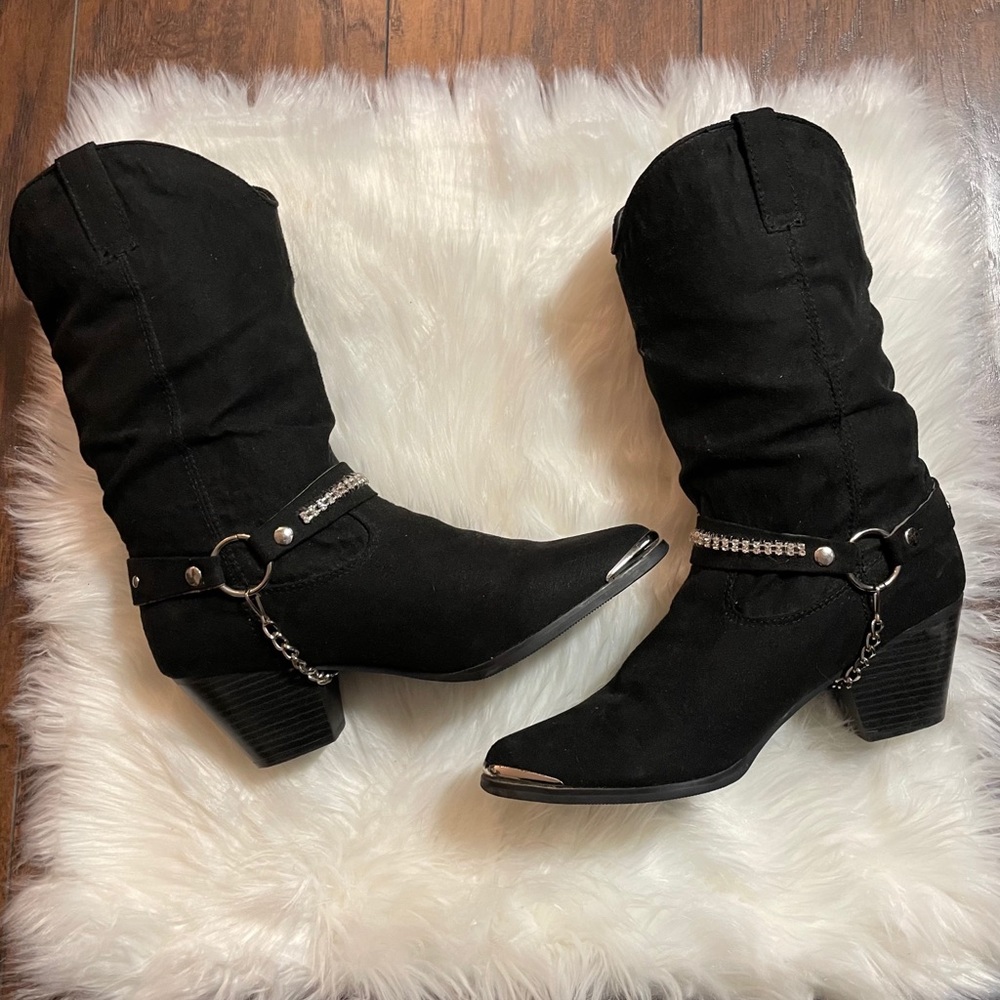 Dingo Women’s Black Rhinestone Cowboy Boots 10M - Picture 1 of 16